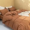 FOSSA Duvet Cover Set 100% Washed Cotton Linen Feel Super Soft Breathable Cozy 3 Pieces Bedding Sets Solid Sage Green Full/Double - Image 3